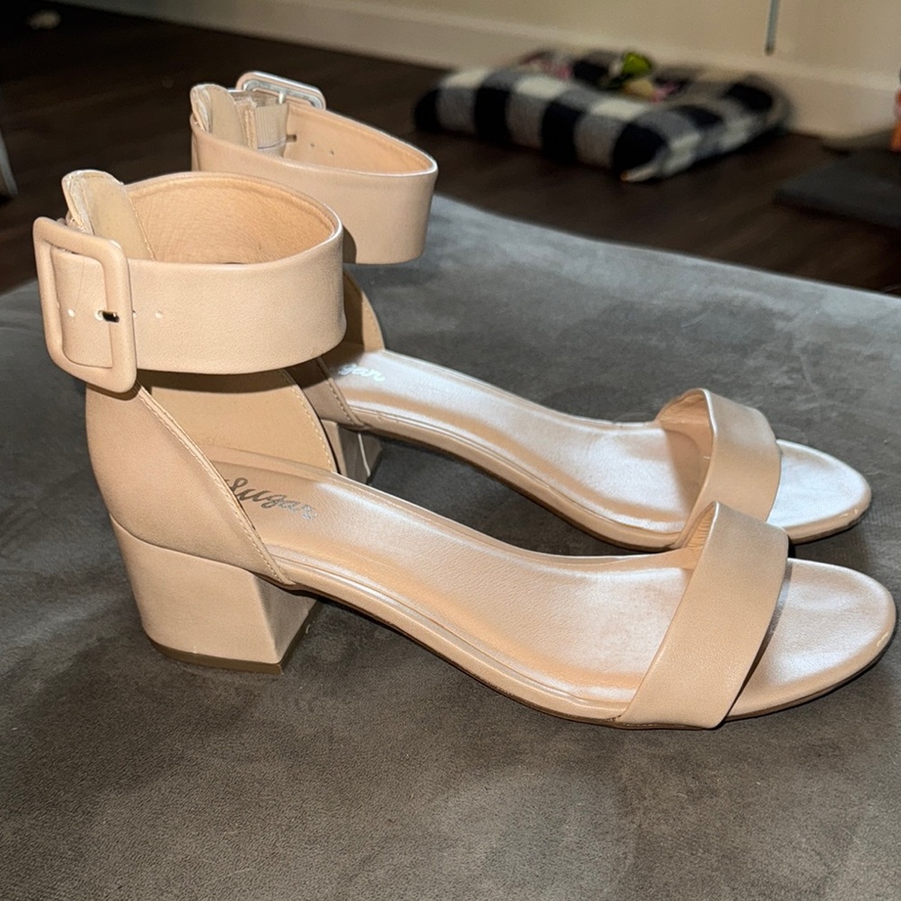 Sugar Mattie Elegant Cream Block Heel Sandals